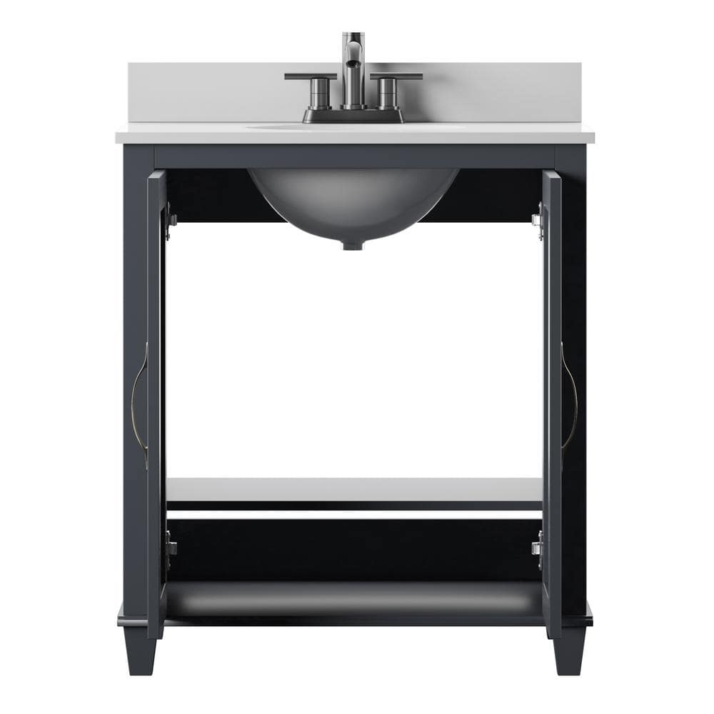 Metro Gray 30" Single Bathroom Vanity with White Stone Top