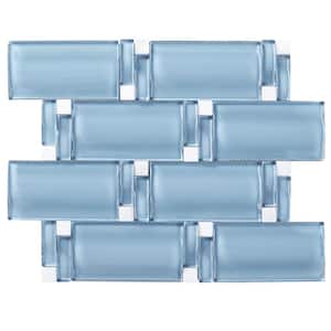 Bambo Sky Blue 9.85 in. x 11.42 in. Brick Joint Glossy Glass Mosaic Tile (7.9 sq. ft./Case)