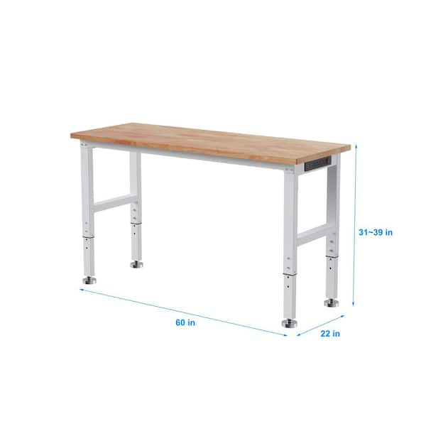 Frontier 60 in. W x 22 in. D Adjustable Height Wood Top Workbench
