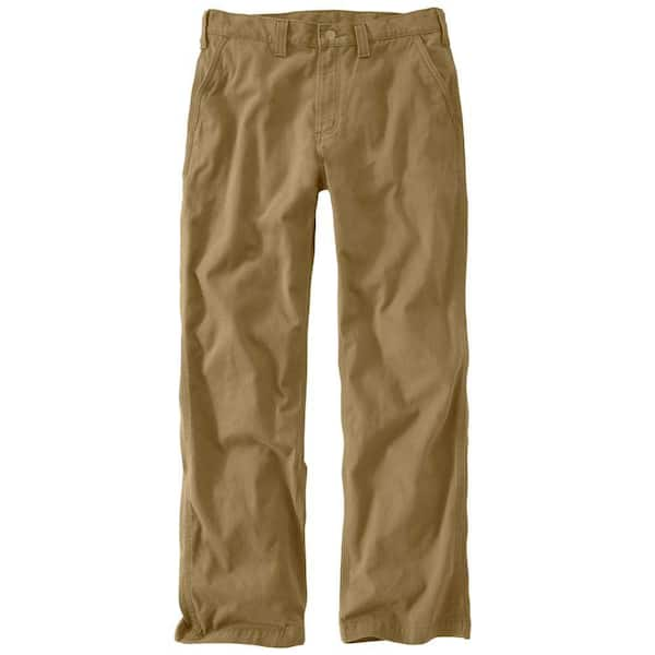 Carhartt Men's 31x32 Dark Khaki Cotton Straight Leg Non-Denim Bottoms  100095-253 - The Home Depot