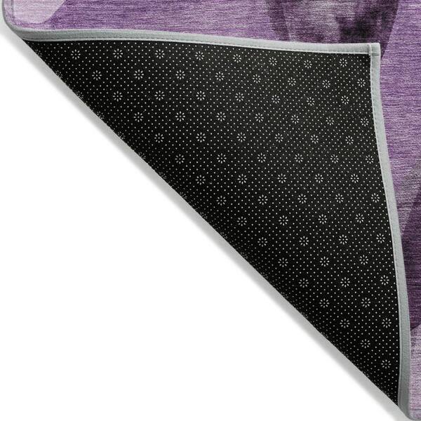 Purple 2 ft. x 8 ft. Woven Abstract Polyester Runner Indoor / Outdoor Area Rug