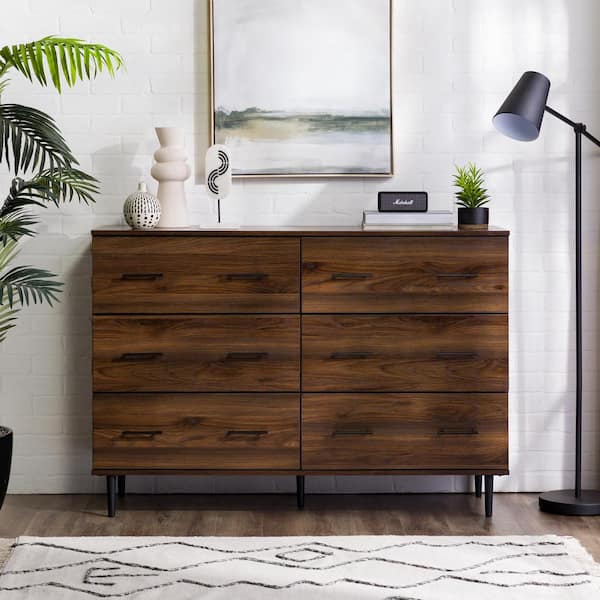 Walker Edison Furniture Company Modern Dark Walnut 6-Drawer 51 in. Dresser