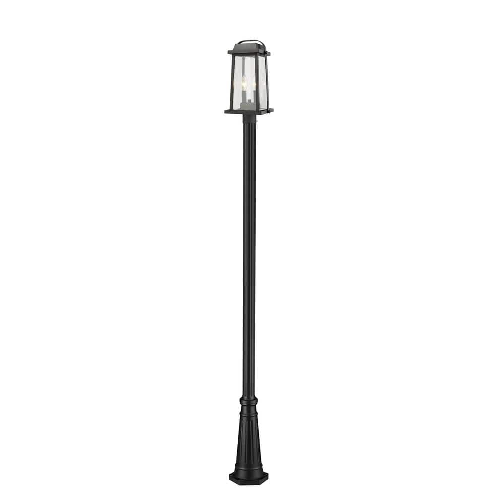 Millworks 110.25 in. 2 Light Black Aluminum Hardwired Outdoor Weather Resis