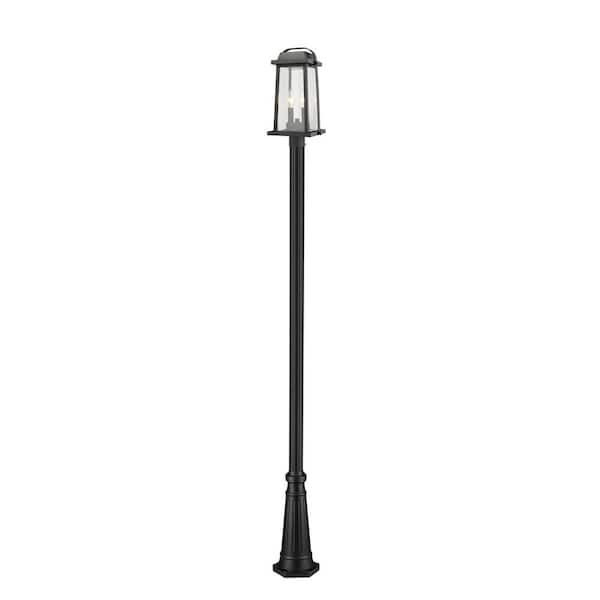 Unbranded Millworks 110.25 in. 2 Light Black Aluminum Hardwired Outdoor Weather Resistant Post Light Set with No Bulbs Included