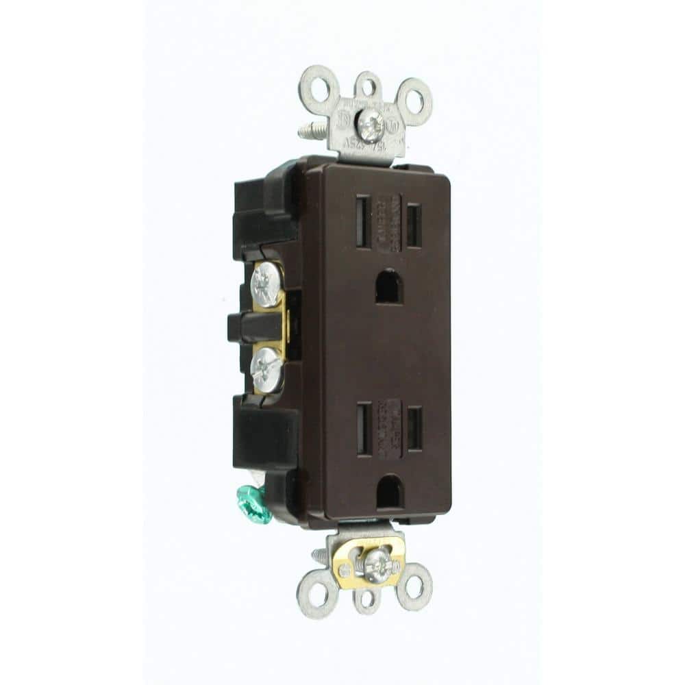 RiteAV Presa Elettrica Duplex Da Parete 1 Gang 15A - Colore Marrone Con Piastra Inclusa