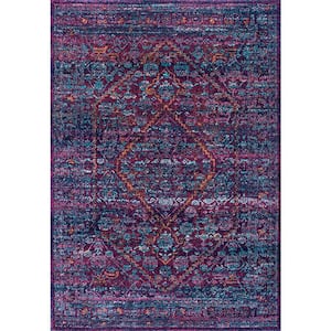 Bernice Medallion Purple Doormat 3 ft. x 5 ft. Area Rug