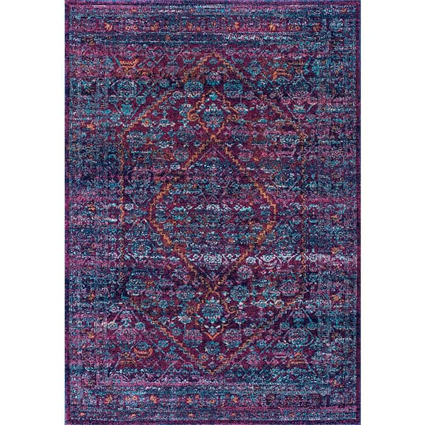 nuLOOM Bernice Medallion Purple 4 ft. x 6 ft. Area Rug