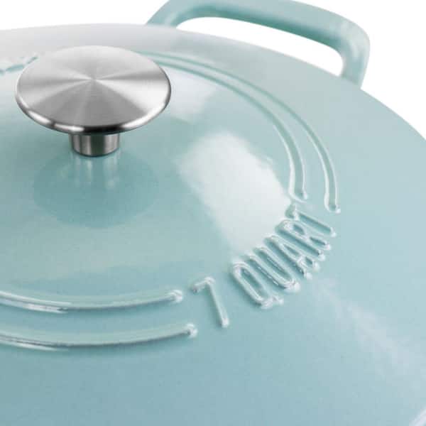 MARTHA STEWART 7 qt. Round Turquoise Enameled Cast Iron Dutch Oven with Lid  985117931M - The Home Depot