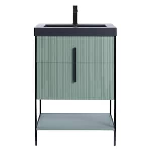 24 in. W x 18 in. D x 33.5 in. H Mint Green Bath Vanity with Black Gel Coated Acrylic Top with Black Hardware