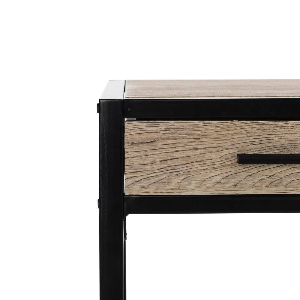 Alan Rustic Brown and Black Wood Corner Desk with Drawer