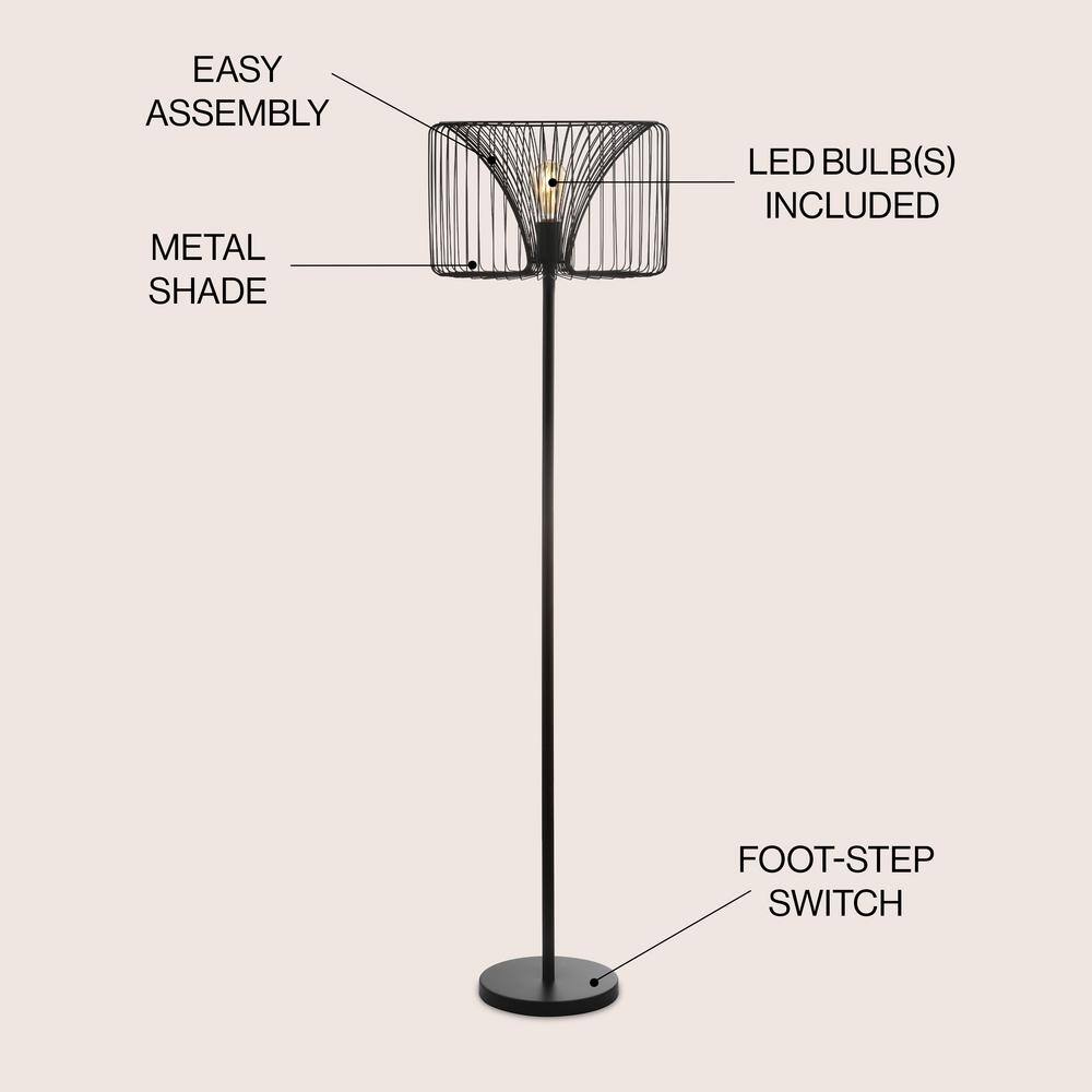 Gridley Transitional 61" Black Matte Metal LED Floor Lamp