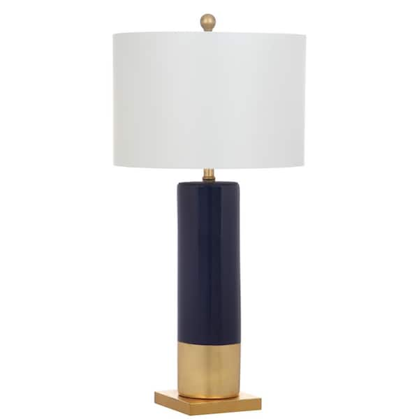 gold and navy floor lamp