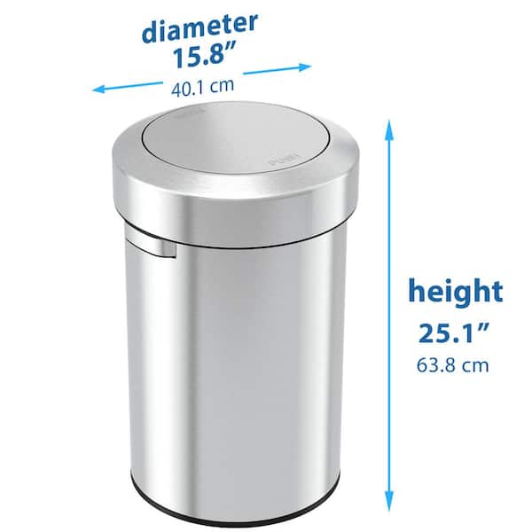iTouchless 17 Gal. / 64 Liter Stainless Steel Swing Open Top