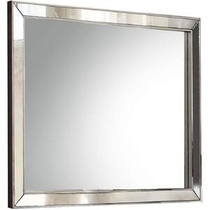 Silver 32 in. W x 36 in. H Bohemian Rectangle Glass Framed Mirror Wall Mirror Wall Decor Mirror Bathroom Vanity Mirror