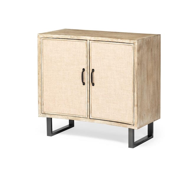 Bellefontaine Natural Fir Veneer w/2 Fabric Door Accent Cabinet