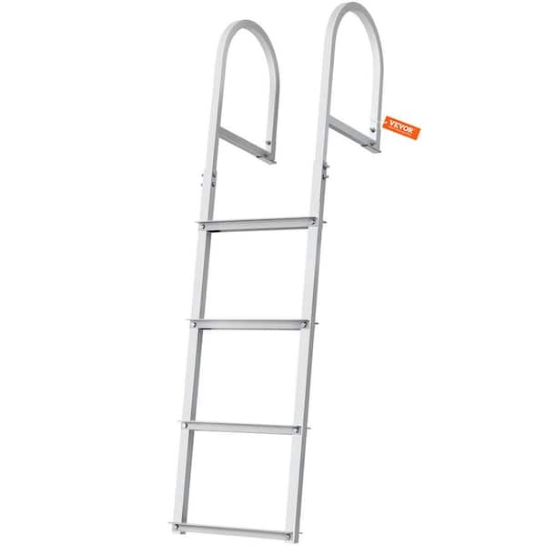 4-Step Removable Dock Ladder 500 lbs. Aluminum Boat Ladder w/3.1 in. W Step and Nonslip Mat for Above Ground Pool