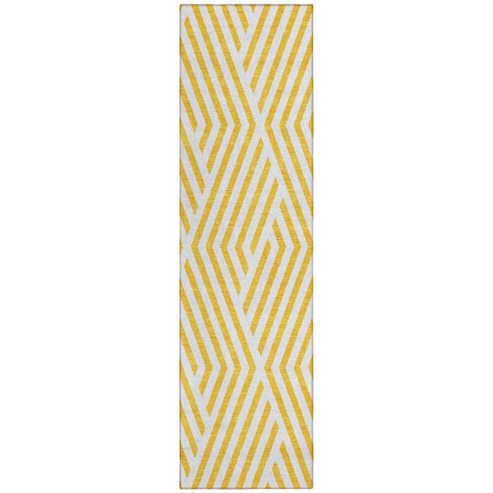 Gold and White 2 ft. x 8 ft. Woven Geometric Runner Indoor/Outdoor Area Rug price history on PriceWatchPro