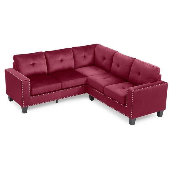 Burgundy sectional deals with chaise