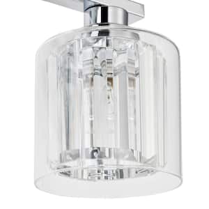 Merrin 22.2 in. 3-Light Chrome Bathroom Vanity Light with Crystal Shades