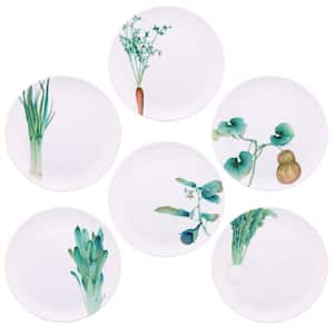 Kyoka Shunsai 9.5 in. White Porcelain Set of 6 Assorted Salad Plates