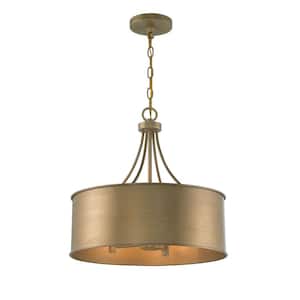 18 in. W x 17.5 in. H 4-Light Brushed Gold Drum Pendant Light