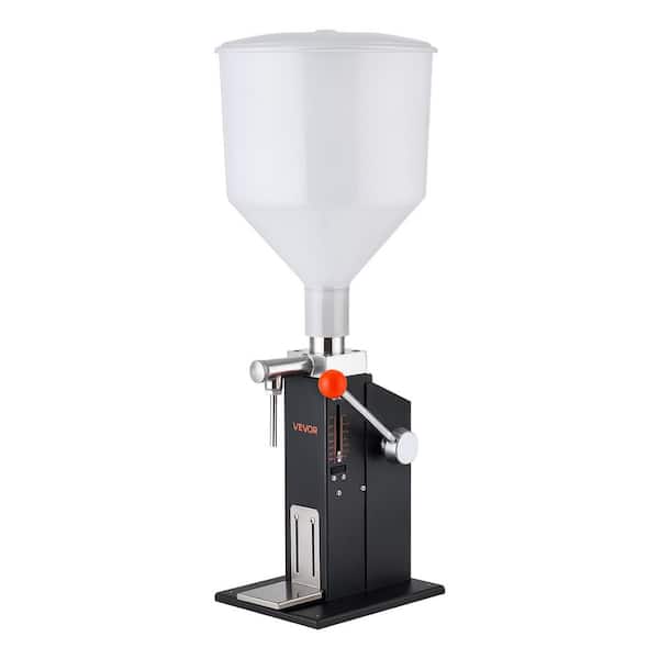 Manual Filling Machine, 5-60 ml, 10 L Hopper, Paste Liquid Filler, Anti-Drip Nozzle, Adjustable Stand, Carbon Steel Body