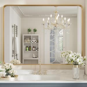 30 in. W x 40 in. H Large Rectangle Metal Framed Wall Mirrors Bathroom Mirror Vanity Mirror Accent Mirror in Gold