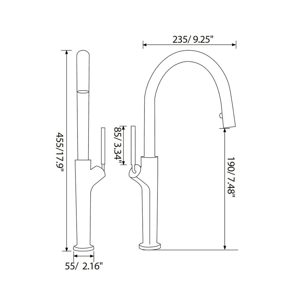 Matte Black Single Handle High Arc Kitchen Faucet with Pull-out Spray