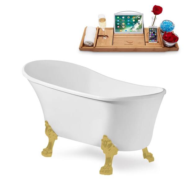 Streamline 59 in. x 27.6 in. Acrylic Clawfoot Soaking Bathtub in