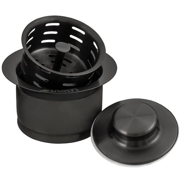 3.5 in. Kitchen Sink Extended Garbage Disposal Flange and Deep Basket Strainer Drain in Gunmetal Black Stainless Steel