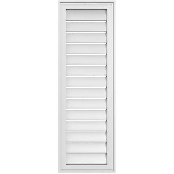 Ekena Millwork 14 in. x 42 in. Vertical Surface Mount PVC Gable Vent: Functional with Brickmould Frame