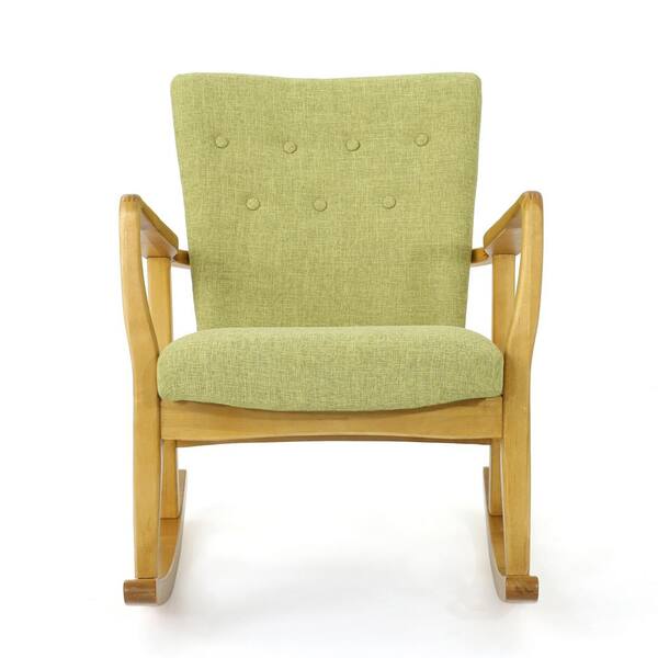 Unbranded Callum Muted Green and Light Walnut Upholstered Rocker