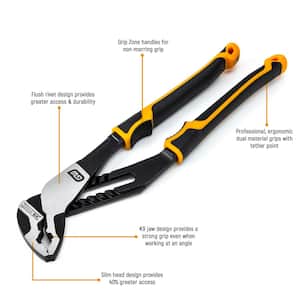 PITBULL K9 12 in. V-Jaw Tongue and Groove Dual Material Grip Pliers With K9 Angle Access Jaws