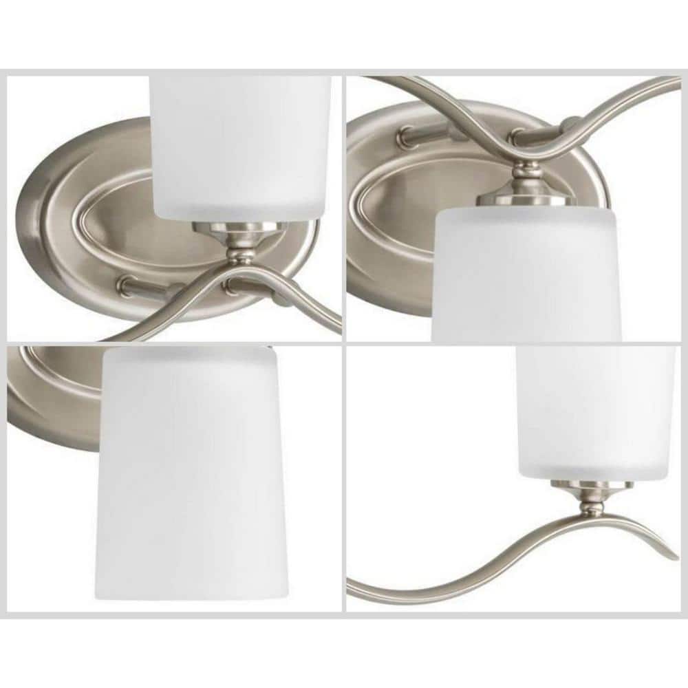 Brushed Nickel 3-Light Bath Vanity with Etched Glass Shades