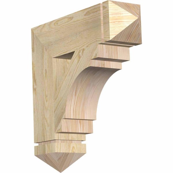 Ekena Millwork 6 in. x 24 in. x 24 in. Douglas Fir Merced Arts and Crafts Rough Sawn Bracket