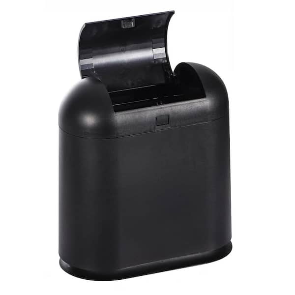 Unbranded 2.6 Gal. Black Plastic Narrow Trash Can with Press Top Lid
