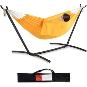 9 ft. 2-Person Heavy Duty Double Hammock with Space Saving Steel Stand, 450 lbs. Capacity and Carrying Bag in Lemon