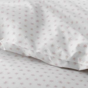 Company Kids Ditsy Stars Pink Twin Organic Cotton Percale Duvet Cover Set