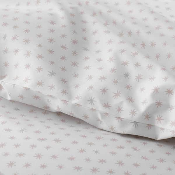 Company Kids Ditsy Stars Pink Twin Organic Cotton Percale Duvet Cover Set