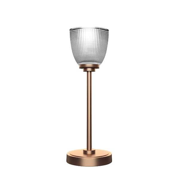 Unbranded Quincy 16.25 in. New Age Brass Accent Lamp with Clear Ribbed Glass Shade