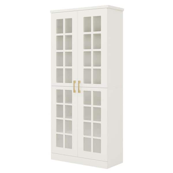 71 in. H x 31.5 in. W White Engineered Wood Tall Shoe Storage Cabinet, 8-Tier Modern Entryway Shoe Rack with Doors