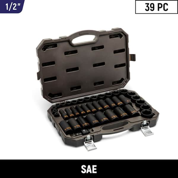 1/2 in. Drive 6-Point SAE Hi-Viz Standard and Deep Impact Socket Set (39-Piece)