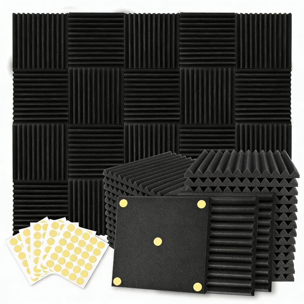52 Pack 1 in, x 12 in. x 12 in. Acoustic Foam Panels with 300 Piece Double-Side Adhesive for Home Office Recoding Studio price history on PriceWatchPro