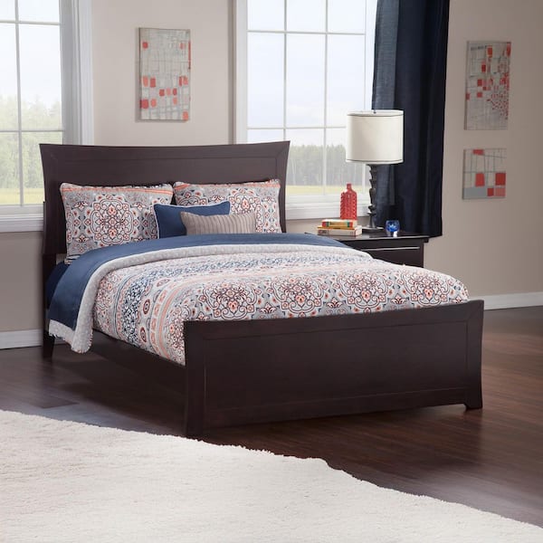 AFI Metro Espresso Dark Brown Solid Wood Queen Traditional Panel Bed with Matching Footboard and Attachable Device Charger