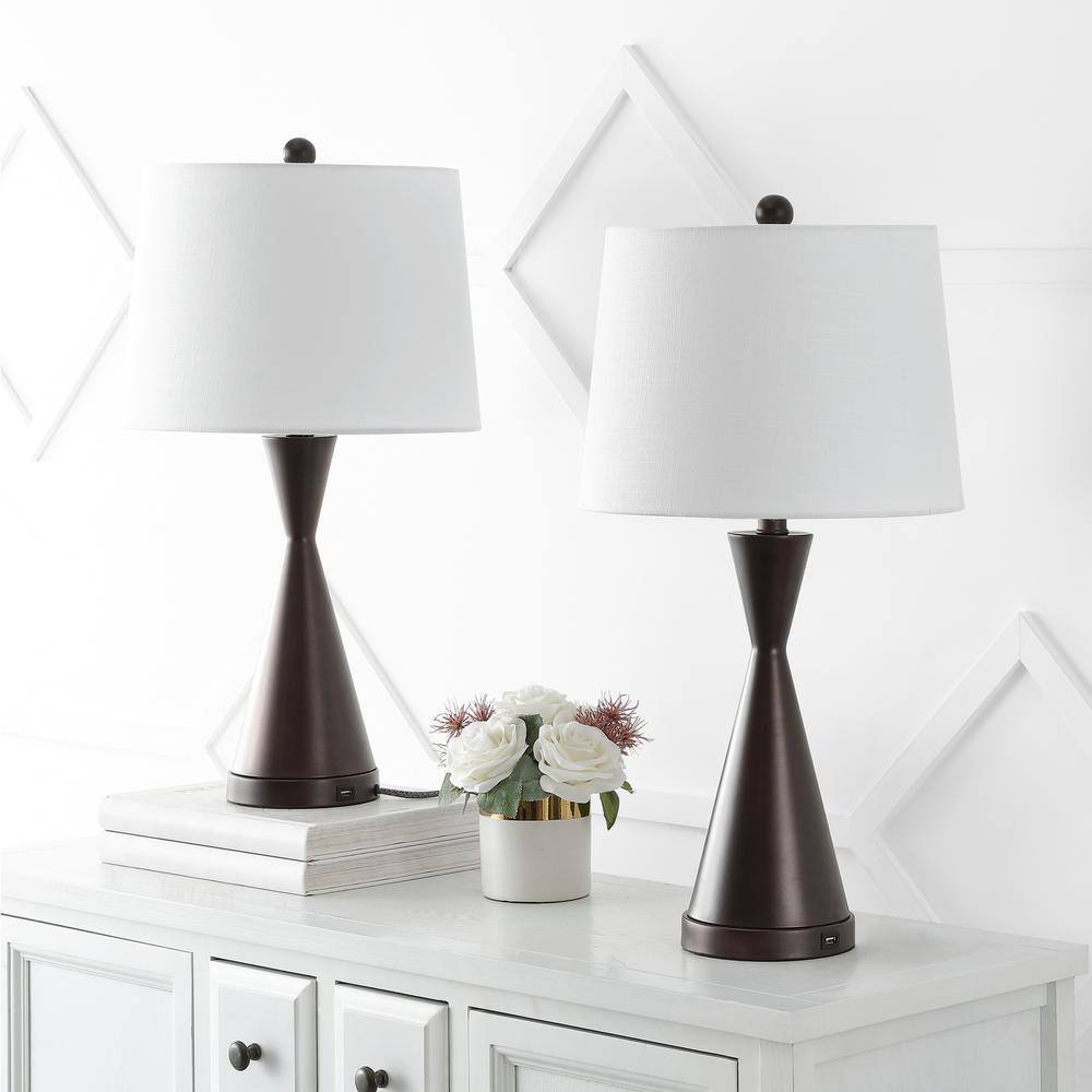 Colton 26" Oil Rubbed Bronze Iron LED Table Lamp Set with USB Charging Port