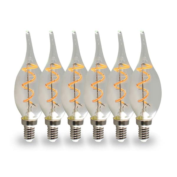 NorbCOZY 4W Equivalent Relaxing Clear B11 Dimmable 2200K Flame Clear Spiral Vintage Edison Cozy LED Light Bulb (6-Pack)