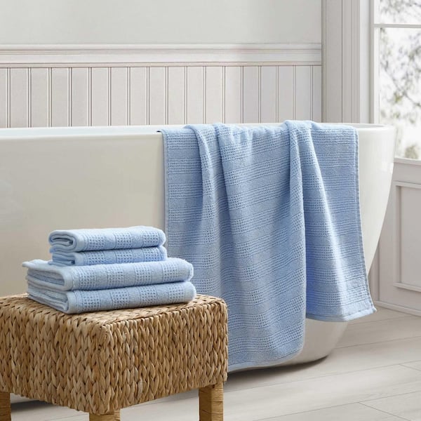 VALLAD ITEM BATH TOWEL 新品未開封 MARTHA STEWART Bedford Cottage 6-Piece Windy Blue Textured Cotton