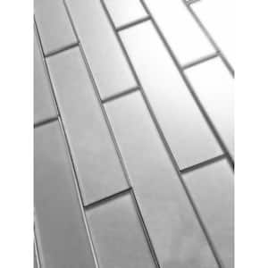 Forever 2 in. x 8 in. Matte Silver Glass Subway Backsplash Wall Tile (16 sq. ft./Case)