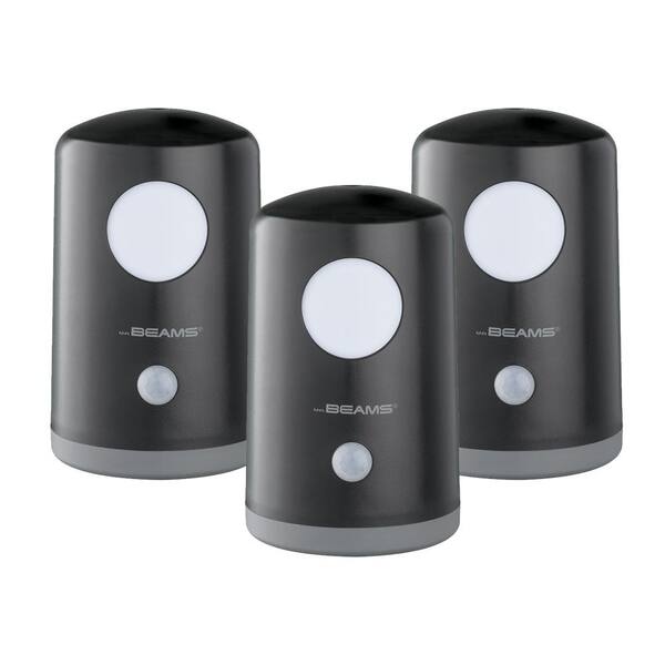 Mr Beams Stand Anywhere Motion Activated Battery Powered 20-Lumen LED Night Light, Black (3-Pack)