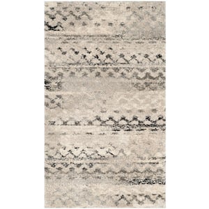 Retro Cream/Gray Doormat 3 ft. x 4 ft. Striped Area Rug